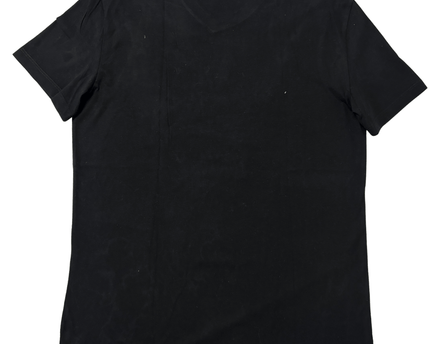 Armani Exchange Black V-Neck with Metallic Grid Print Logo T-Shirt