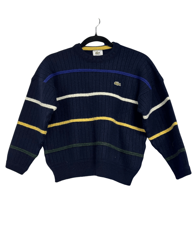 Vintage Lacoste Striped Ribbed Navy Multi Sweater