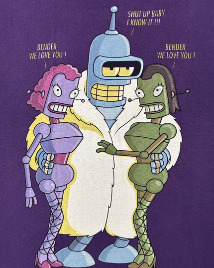Vintage Futurama x Pull&Bear Graphic Purple T-Shirt - L