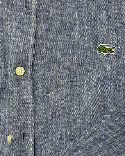 Lacoste Slim Fit Chambray Gray Linen Classic Long-Sleeve Shirt