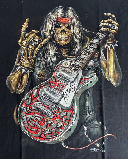Rock Chang Skull Guitar Graphic Black Heavyweight T-Shirt - XXL