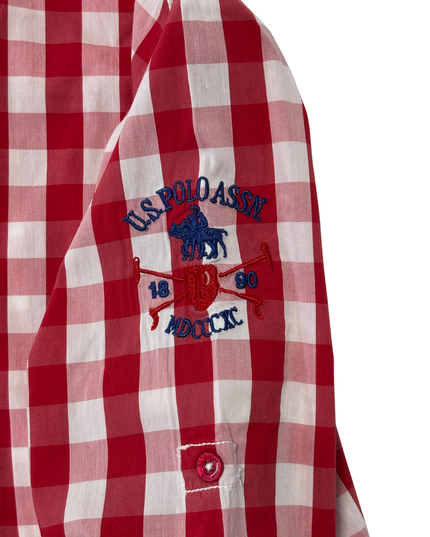 U.S. Polo Assn. Red & White Gingham Checkered Shirt - S