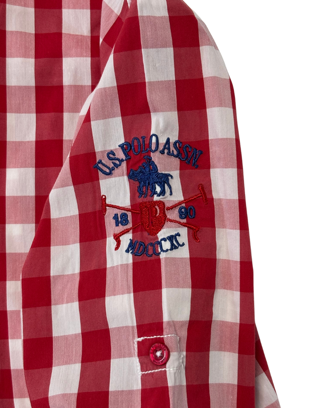 U.S. Polo Assn. Red & White Gingham Checkered Shirt - S