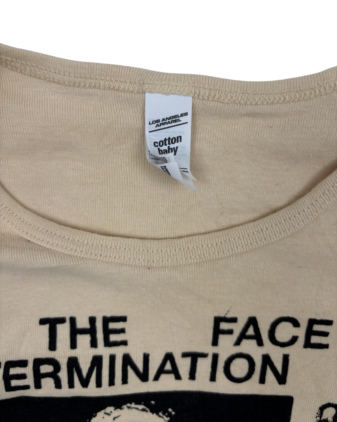 Los Angeles Apparel Cotton Baby Punk Graphic Beige Crop T-Shirt - XS