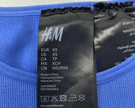 H&M Blue Ribbed Short Sleeve T-Shirt