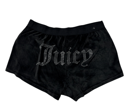 Juicy Couture Black Velour with Rhinestone Logo Shorts