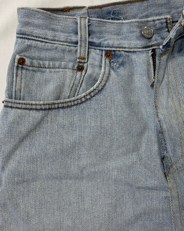 Levi's Light Blue Denim Vintage Raw Hem A-Line Mini Skirt