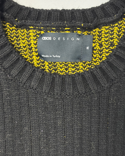 ASOS DESIGN Black & Yellow Crescent Moon Knit Sweater