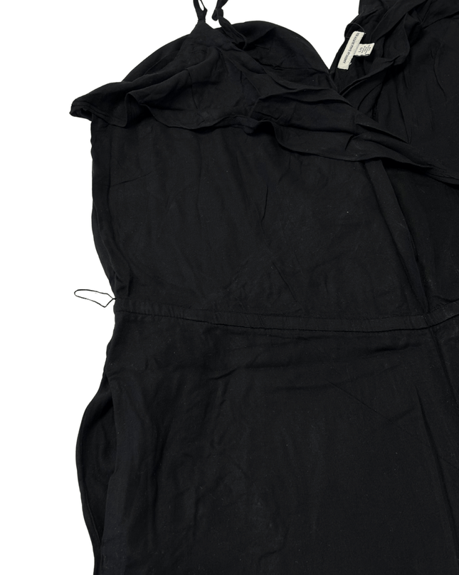 American Eagle Black Draped Surplice Front Spaghetti Strap Knit Jumpsuit