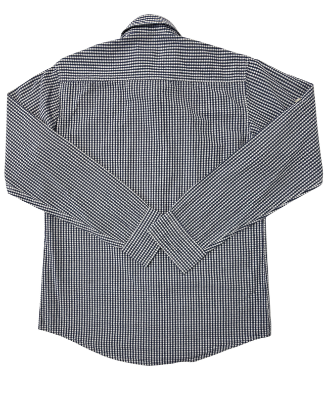 Armani Jeans Navy & White Gingham Check Long-Sleeve Shirt