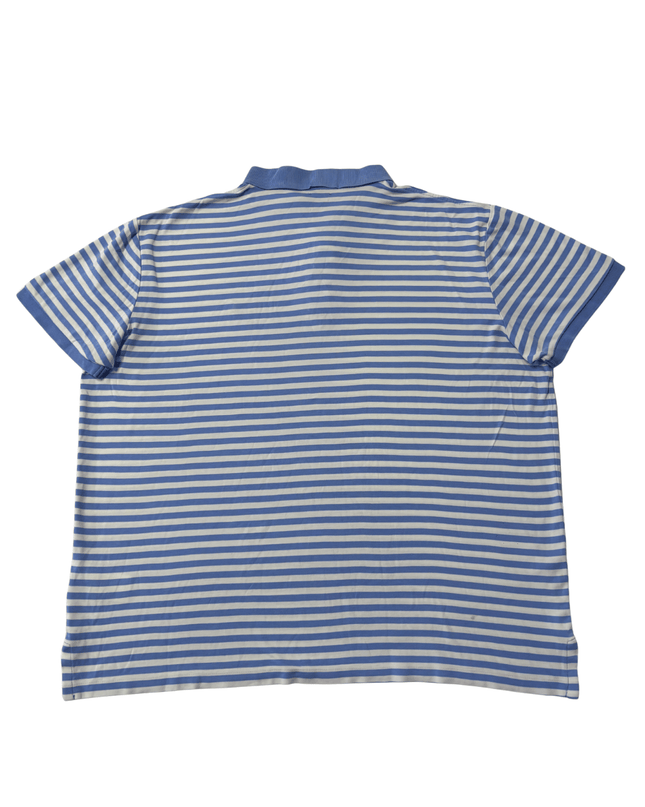 Ralph Lauren Custom Slim Fit Striped Blue & White Mesh Polo Shirt