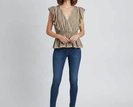 Abercrombie & Fitch Tan leopard print Blouse