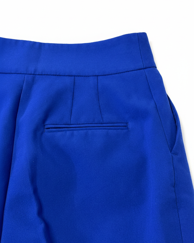 Zara High-Waisted Blue with Button Detail Tapered Trousers