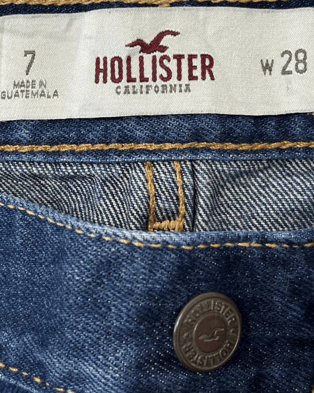 Hollister California Distressed Dark Wash Denim Shorts