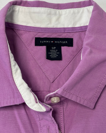 Tommy Hilfiger Purple Short-Sleeve Fitted Button-Down Shirt