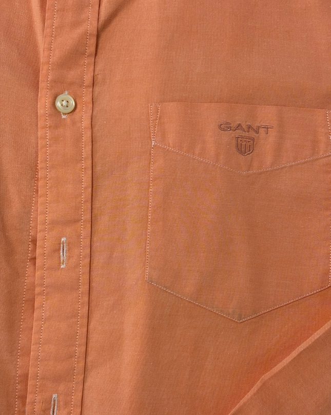 Gant Regular Fit Washed Pinpoint Oxford Orange Shirt