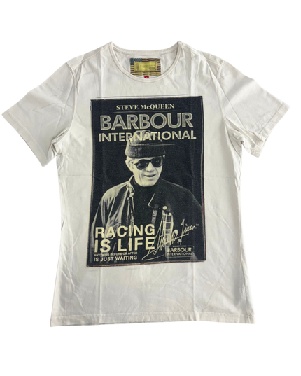 Barbour International Steve McQueen Racing Graphic White T-Shirt - S