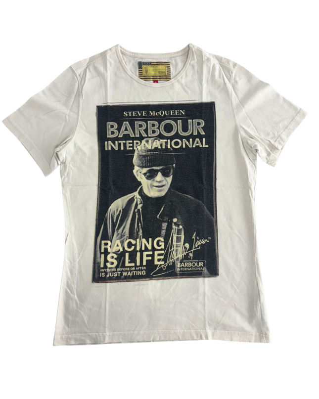 Barbour International Steve McQueen Racing Graphic White T-Shirt - S