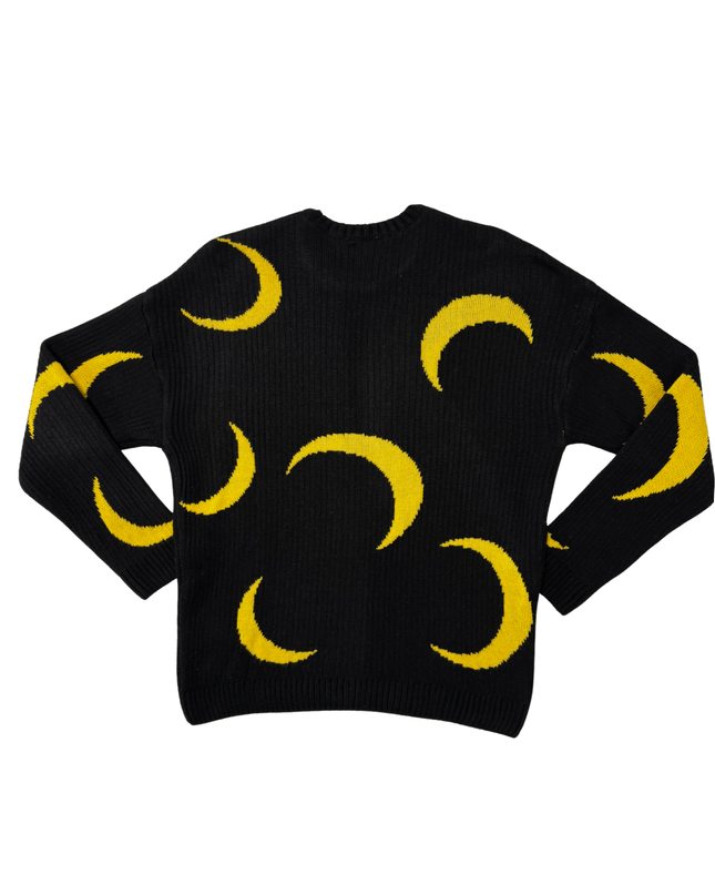 ASOS DESIGN Black & Yellow Crescent Moon Knit Sweater