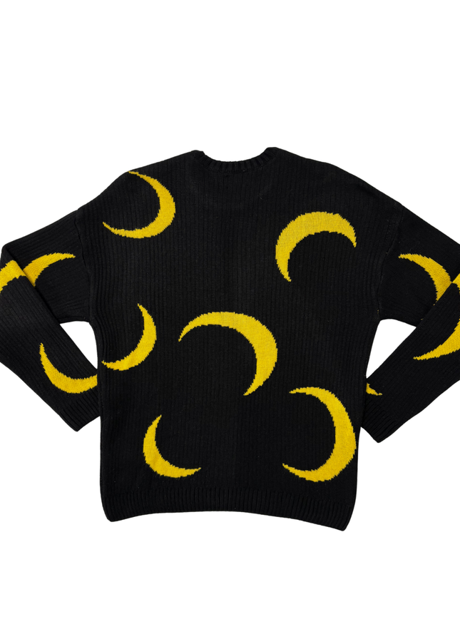 ASOS DESIGN Black & Yellow Crescent Moon Knit Sweater