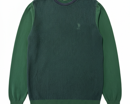 U.S. Polo Assn. Green Textured Knit Crewneck Sweater