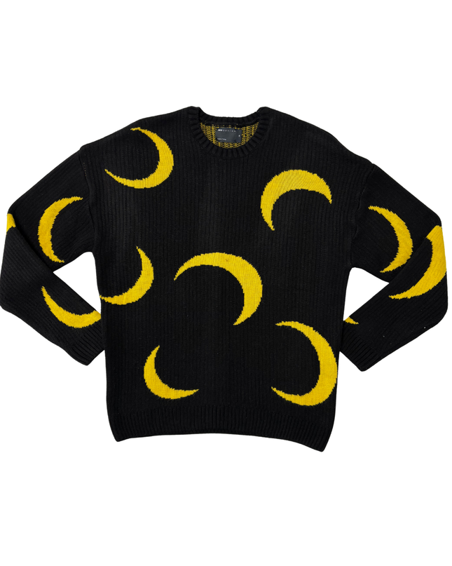 ASOS DESIGN Black & Yellow Crescent Moon Knit Sweater