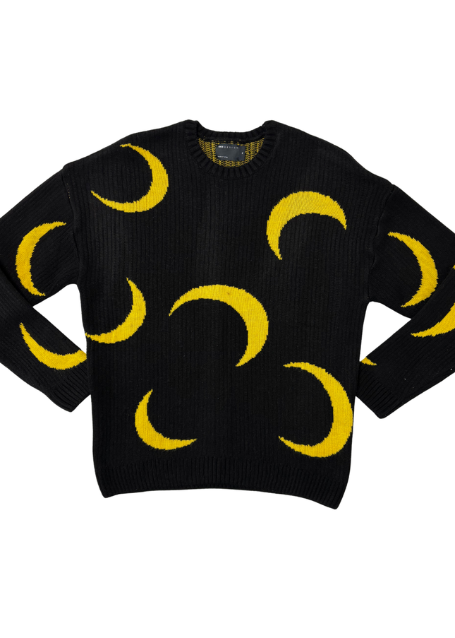 ASOS DESIGN Black & Yellow Crescent Moon Knit Sweater