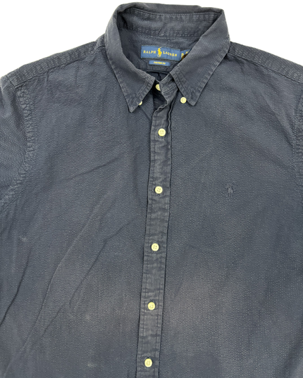 Ralph Lauren Navy Blue Short Sleeve Custom Fit Shirt - XL