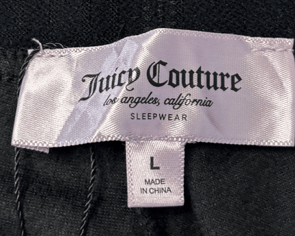 Juicy Couture Black Velour with Rhinestone Logo Shorts