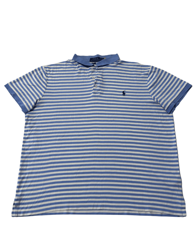 Ralph Lauren Custom Slim Fit Striped Blue & White Mesh Polo Shirt