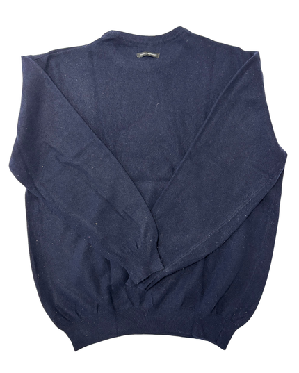 Thomas Burberry Classic Navy Wool Crewneck Sweater - L