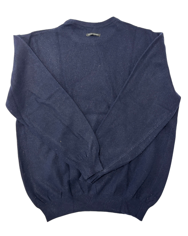Thomas Burberry Classic Navy Wool Crewneck Sweater - L