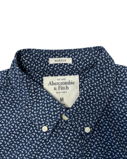 Abercrombie & Fitch Navy Blue Floral Print Short Sleeve Shirt - L