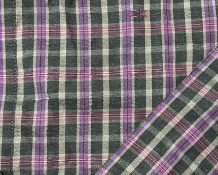 Calvin Klein Purple & Green Plaid Long Sleeve Cotton Shirt