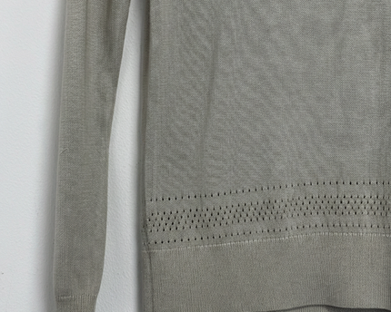 Banana Republic Grey Pointelle Knit Long Sleeve Sweater