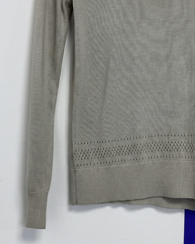 Banana Republic Grey Pointelle Knit Long Sleeve Sweater