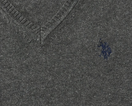 U.S. Polo Assn. Grey V-Neck Cotton Sweater