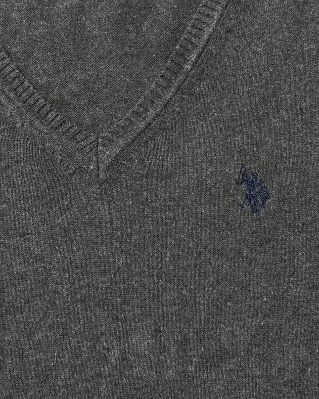 U.S. Polo Assn. Grey V-Neck Cotton Sweater