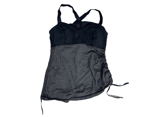 Lululemon Black & Charcoal Power Y Ruched Long Tank Top - XS