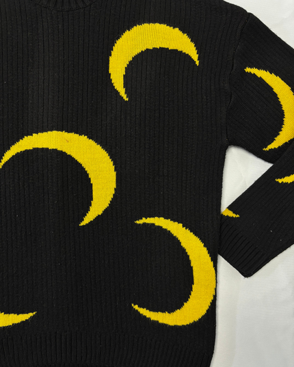 ASOS DESIGN Black & Yellow Crescent Moon Knit Sweater