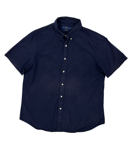 Ralph Lauren Navy Blue Short Sleeve Custom Fit Shirt - XL
