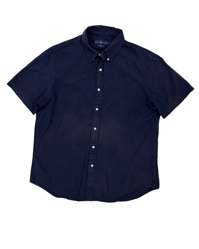 Ralph Lauren Navy Blue Short Sleeve Custom Fit Shirt - XL