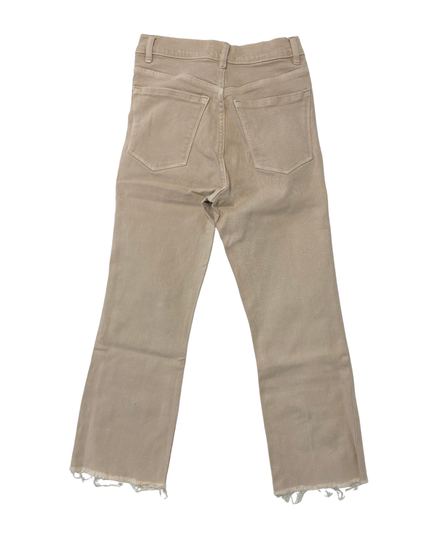 MNG Denim Sienna High-Waist Beige Raw-Hem Flare Jeans - XS | Waist: 26"