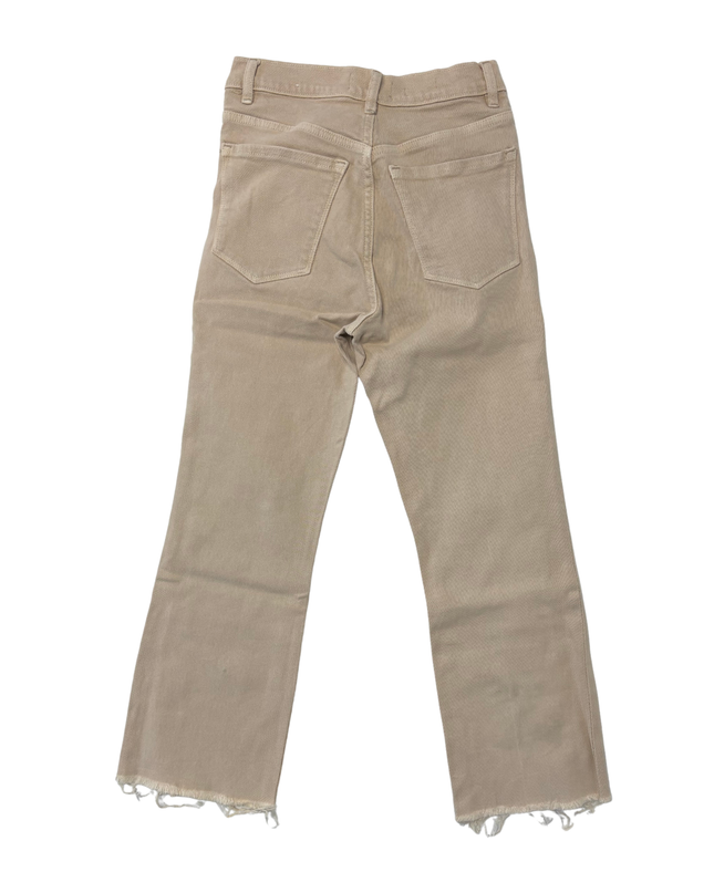 MNG Denim Sienna High-Waist Beige Raw-Hem Flare Jeans - XS | Waist: 26"