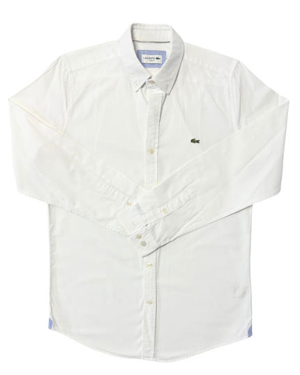 Lacoste Slim Fit White Button-Down Oxford Shirt