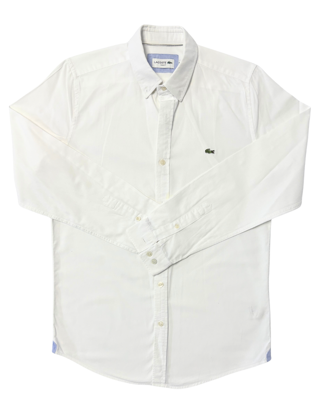 Lacoste Slim Fit White Button-Down Oxford Shirt