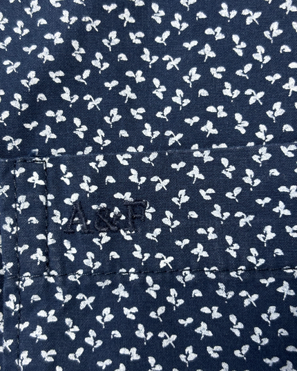 Abercrombie & Fitch Navy Blue Floral Print Short Sleeve Shirt - L
