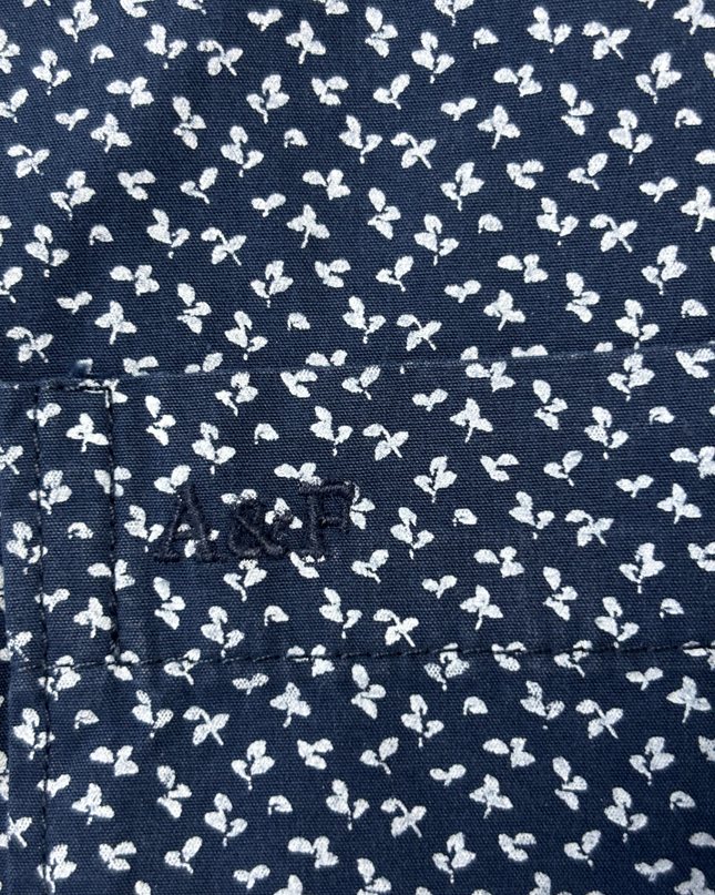 Abercrombie & Fitch Navy Blue Floral Print Short Sleeve Shirt - L