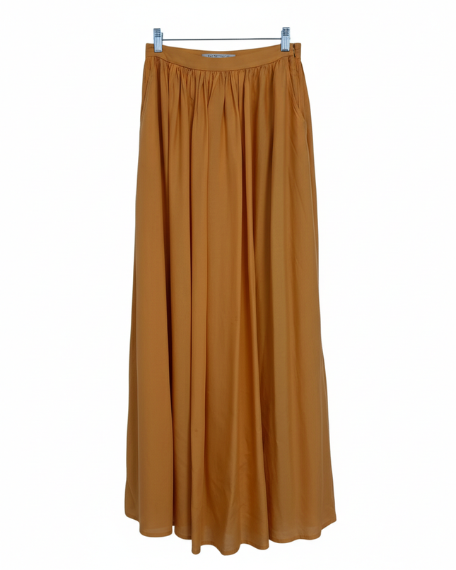 Zara TRF Orange High-Waisted Maxi Skirt
