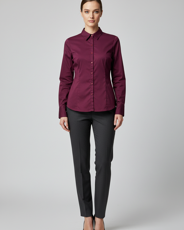 New York & Company Burgundy 7th Avenue Button-Down Shirt